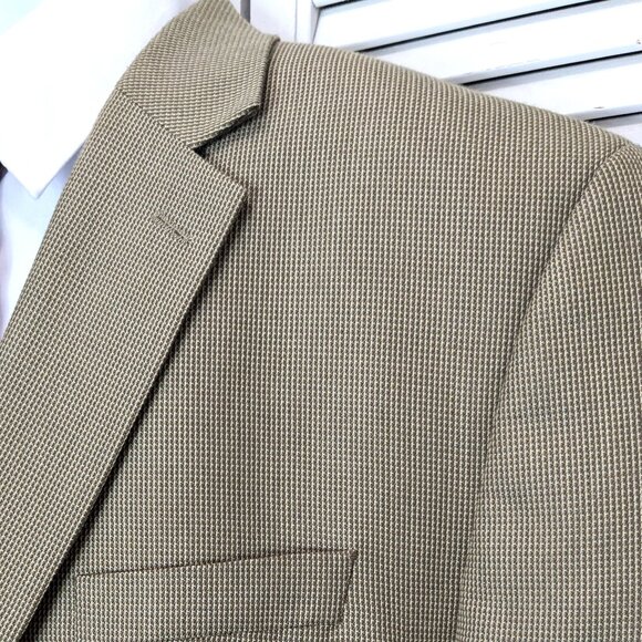MICHAEL KORS Mens Blazer Sport Coat Size 48L Brown Tan Micro Check 2 button - Picture 3 of 16